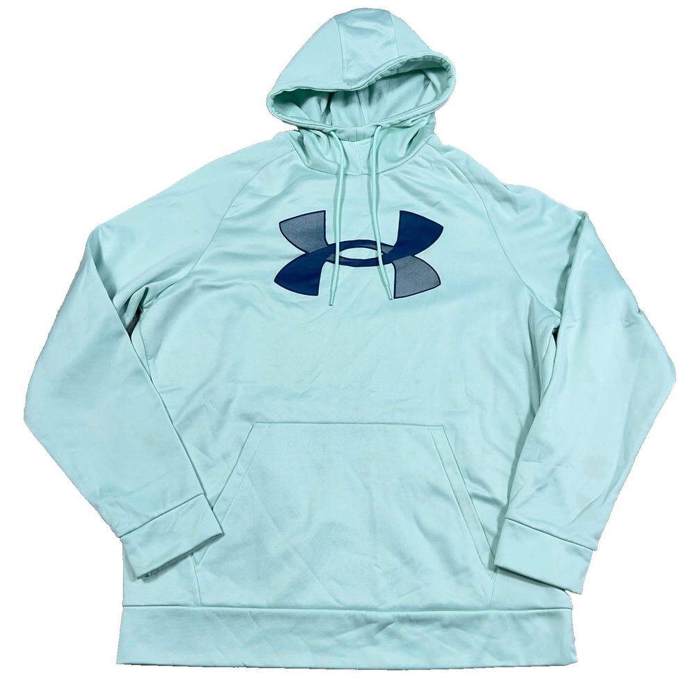 Under Armor Hoodie Women Medium Mint Green Loose Fit Sweatshirt Stains *